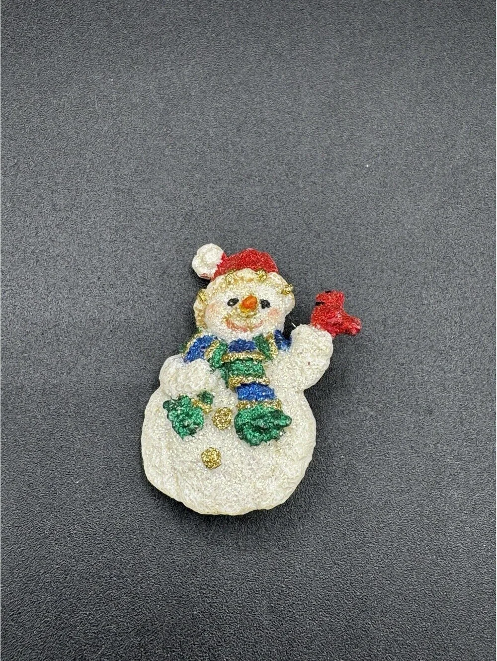 Snowman Cardinal Christmas Lapel Pin Glitter Resin Santa Hat Holiday Vintage Sty